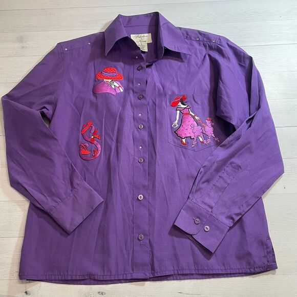 Fabrizio by Afiva red hat society button down purple shirt‎ small - Picture 1 of 7